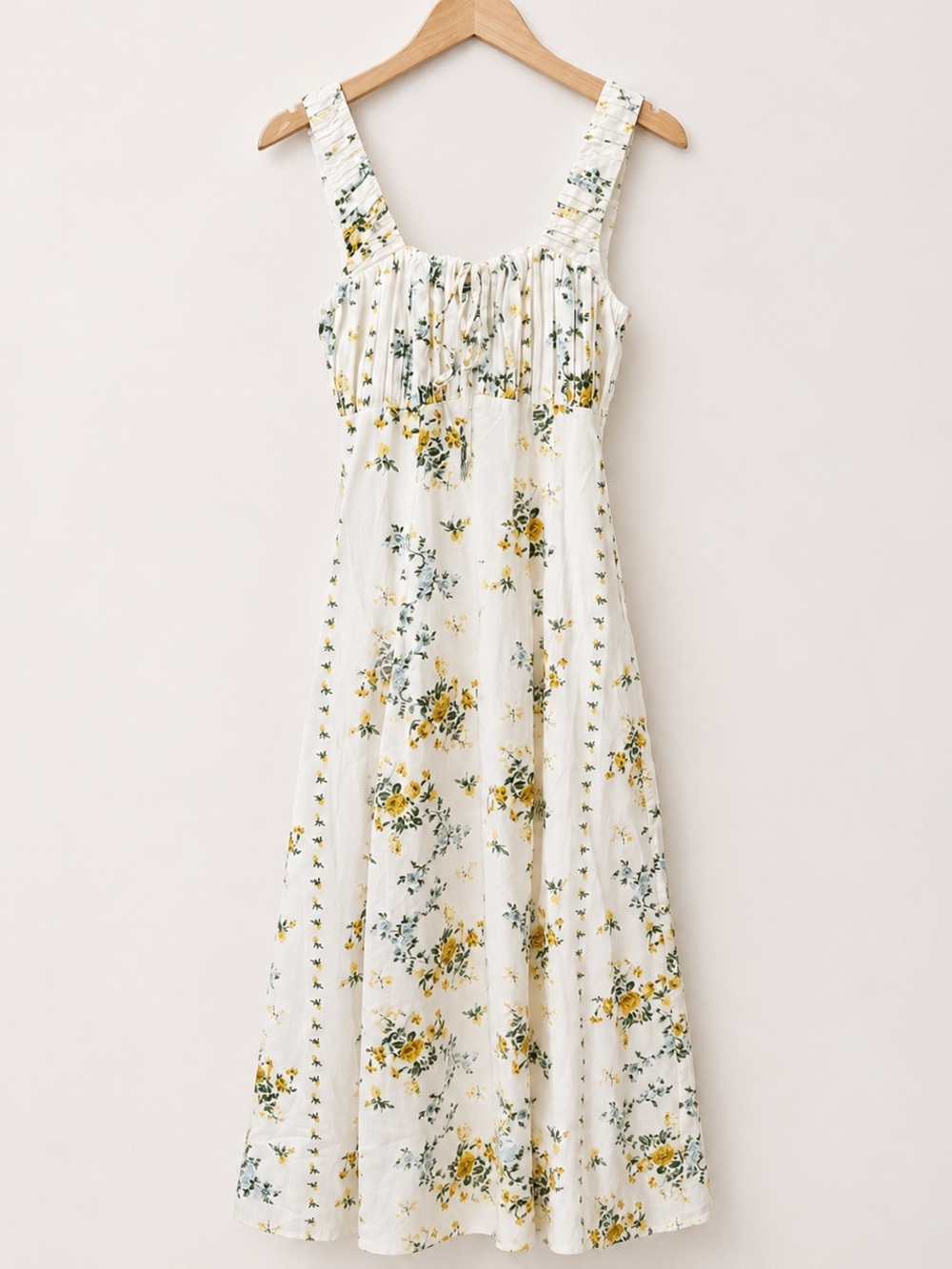 Caroline Constas Floral Boho Maxi Dress Ivory Yellow Cottagecore Smocked Bodice - Picture 8 of 15